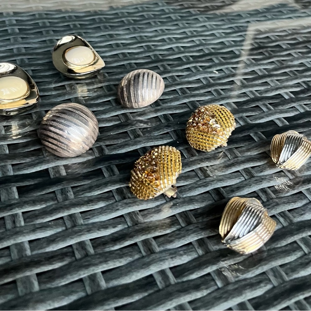 Vintage Clip-on Earrings Bundle of 4 Goldtone Silvertone Bead 80’s / 90’s Vibes